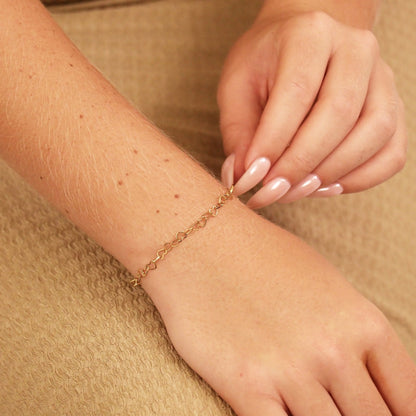 18K Gold PVD Stainless Steel Heart Chain - By The Foot