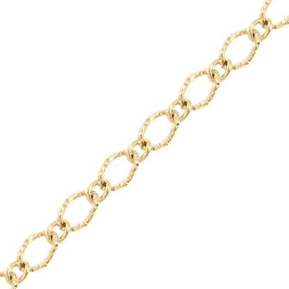 18K Gold PVD Stainless Steel Hammered Oval Chain - By The Foot