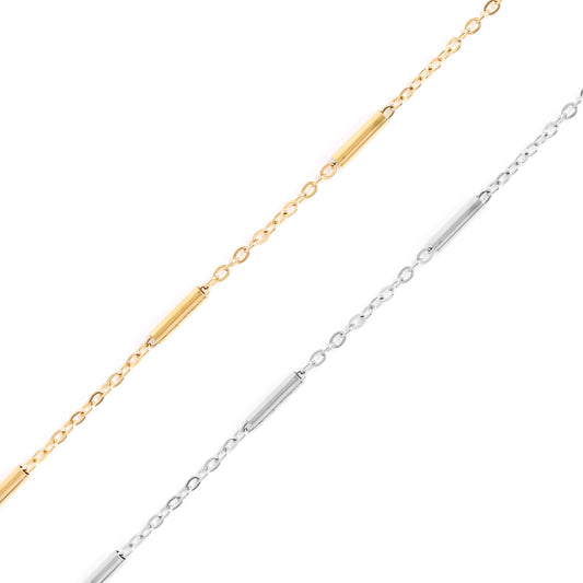 18K Gold PVD Stainless Steel Satellite Bar Chain - By The Foot