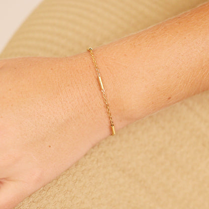 18K Gold PVD Stainless Steel Satellite Bar Chain Bracelet