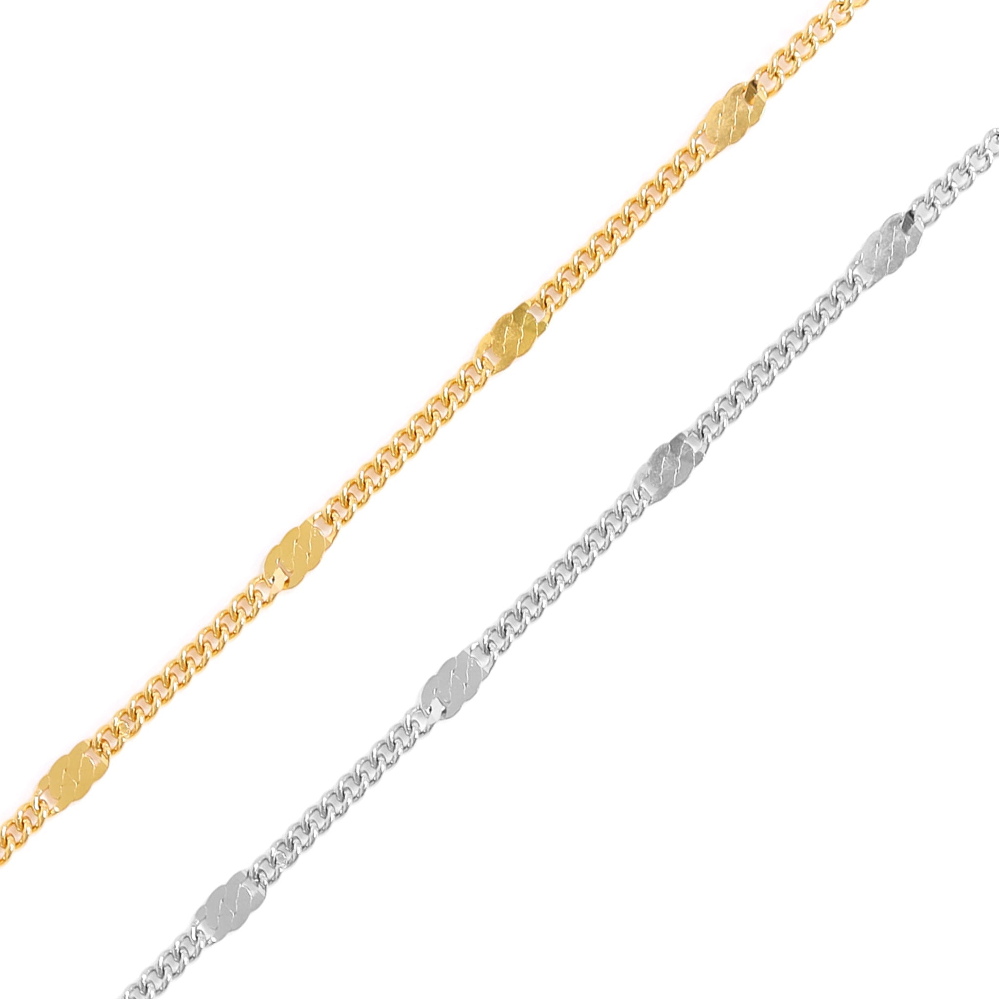 18K Gold PVD Stainless Steel Dapped Bar Curb Chain - By The Foot