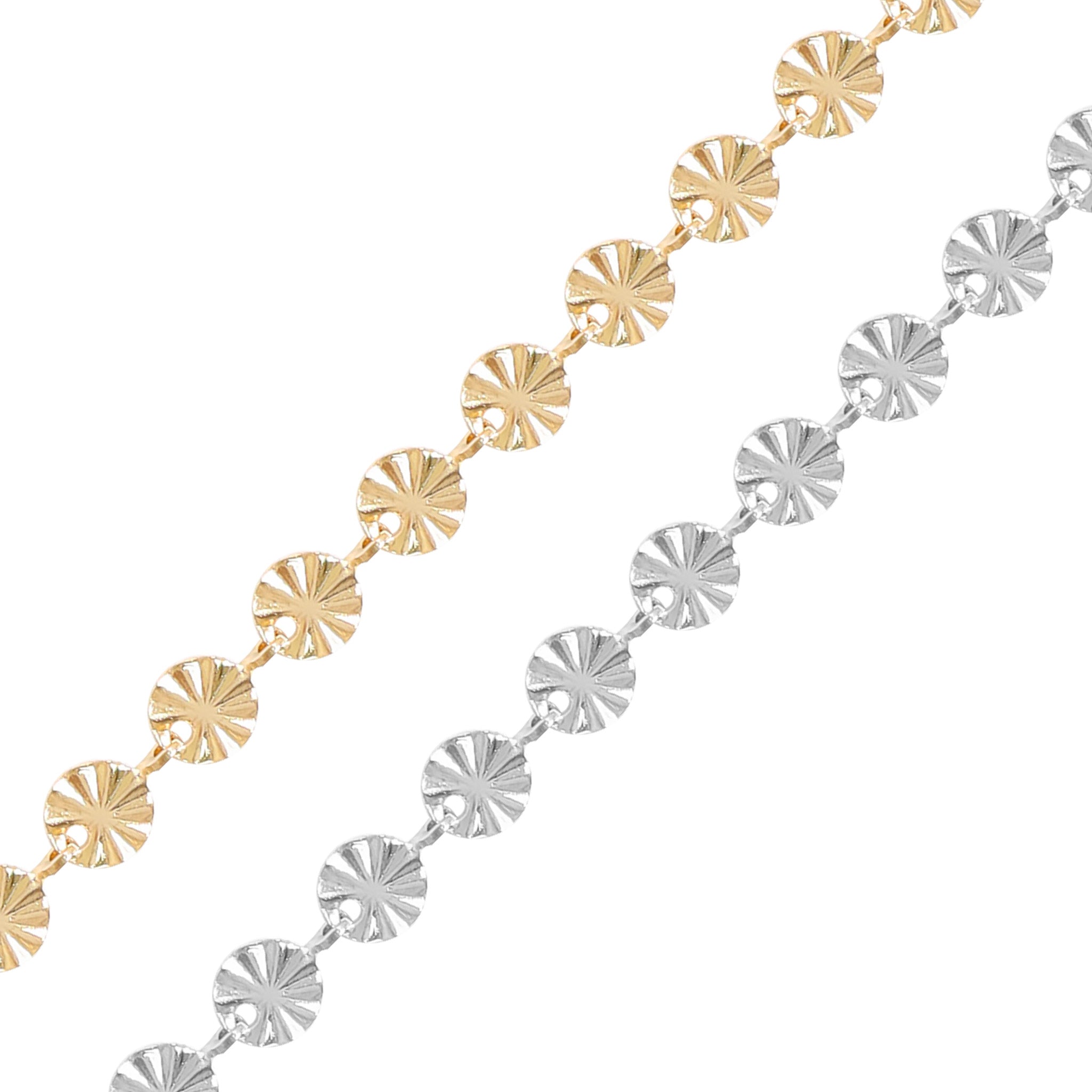 18K Gold PVD Stainless Steel Sunburst Chain - By The Foot