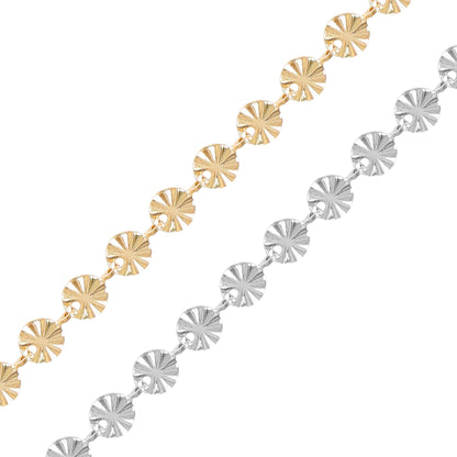 18K Gold PVD Stainless Steel Sunburst Chain - By The Foot