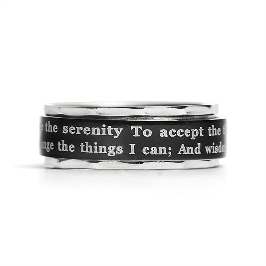 Highly Polished Stainless Steel Serenity Prayer Spinner Center Ring