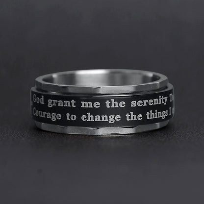 Highly Polished Stainless Steel Serenity Prayer Spinner Center Ring