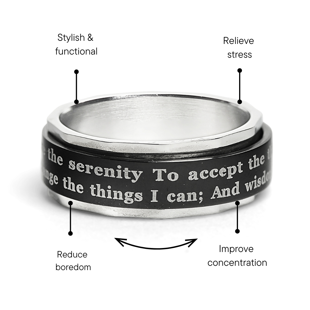 Highly Polished Stainless Steel Serenity Prayer Spinner Center Ring