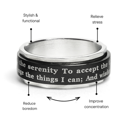 Highly Polished Stainless Steel Serenity Prayer Spinner Center Ring