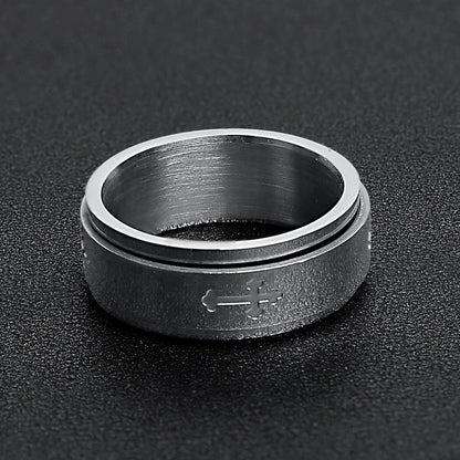 Stainless Steel Cross Spinner Center Highly Polished Ring