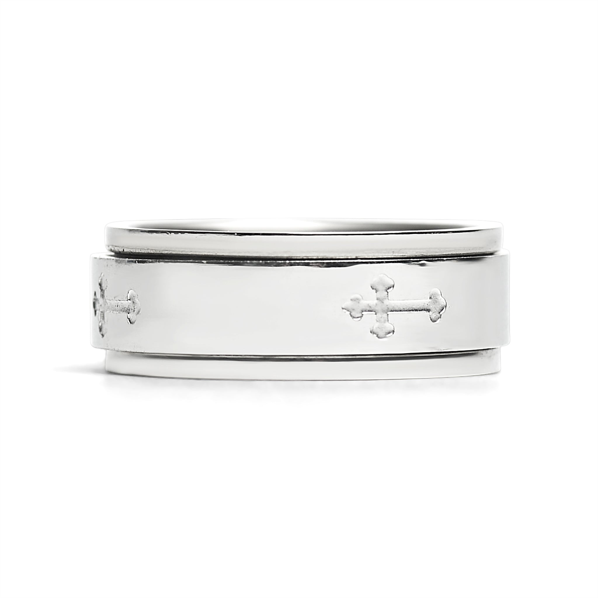 Stainless Steel Cross Spinner Center Highly Polished Ring