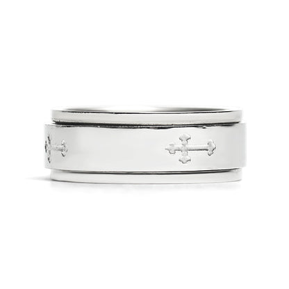 Stainless Steel Cross Spinner Center Highly Polished Ring