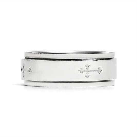 Stainless Steel Cross Spinner Center Highly Polished Ring