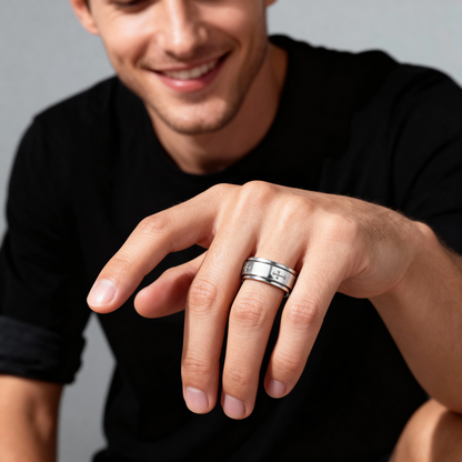 Stainless Steel Cross Spinner Center Highly Polished Ring