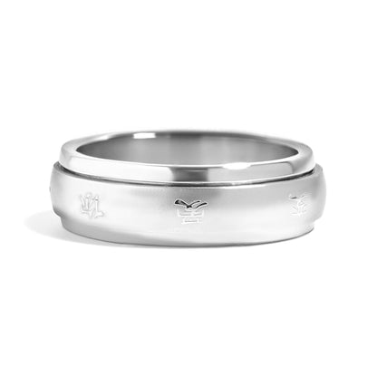 Chinese Symbol Spinner Center Stainless Steel Ring