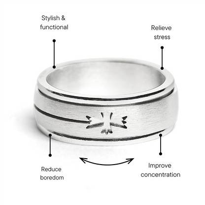 Stainless Steel Cutout Cross Spinner Ring