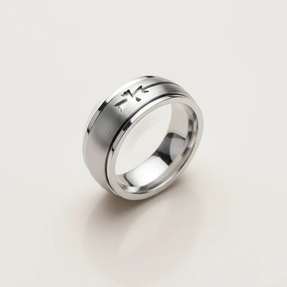 Stainless Steel Cutout Cross Spinner Ring