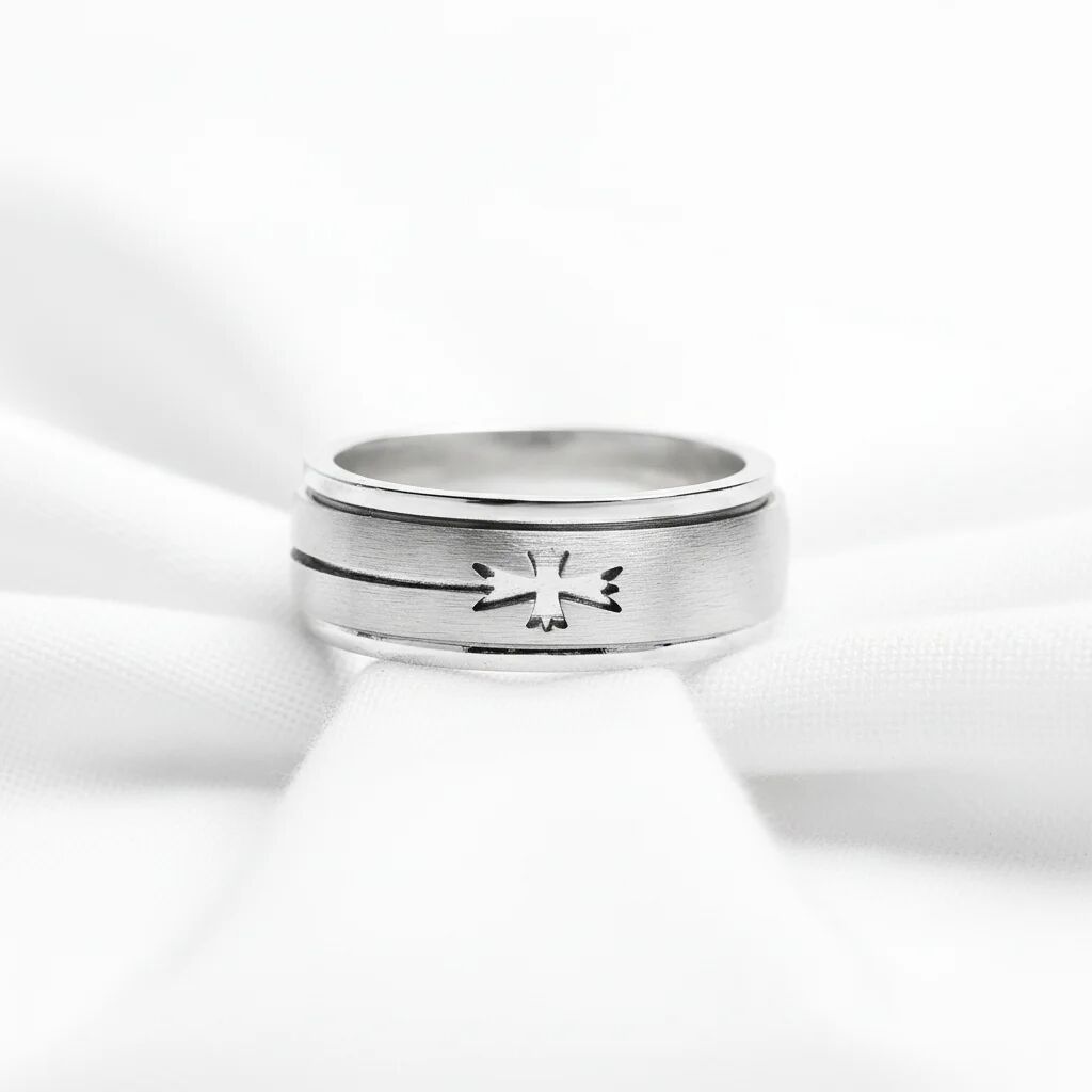 Stainless Steel Cutout Cross Spinner Ring