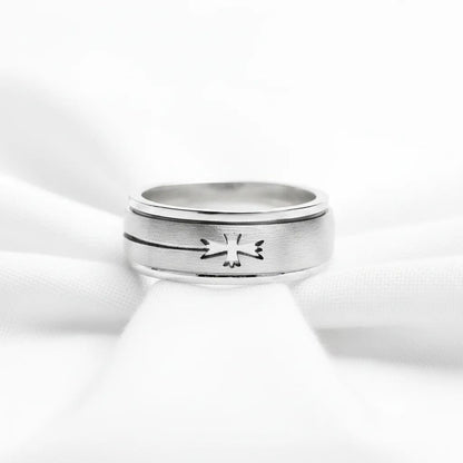 Stainless Steel Cutout Cross Spinner Ring