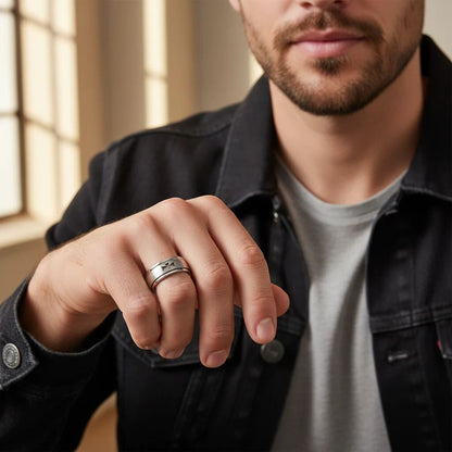 Stainless Steel Cutout Cross Spinner Ring