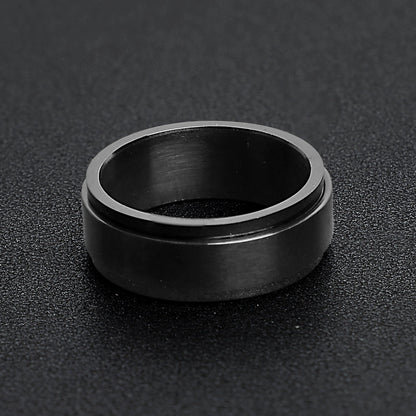 Stainless Steel Black Enamel Spinner Ring