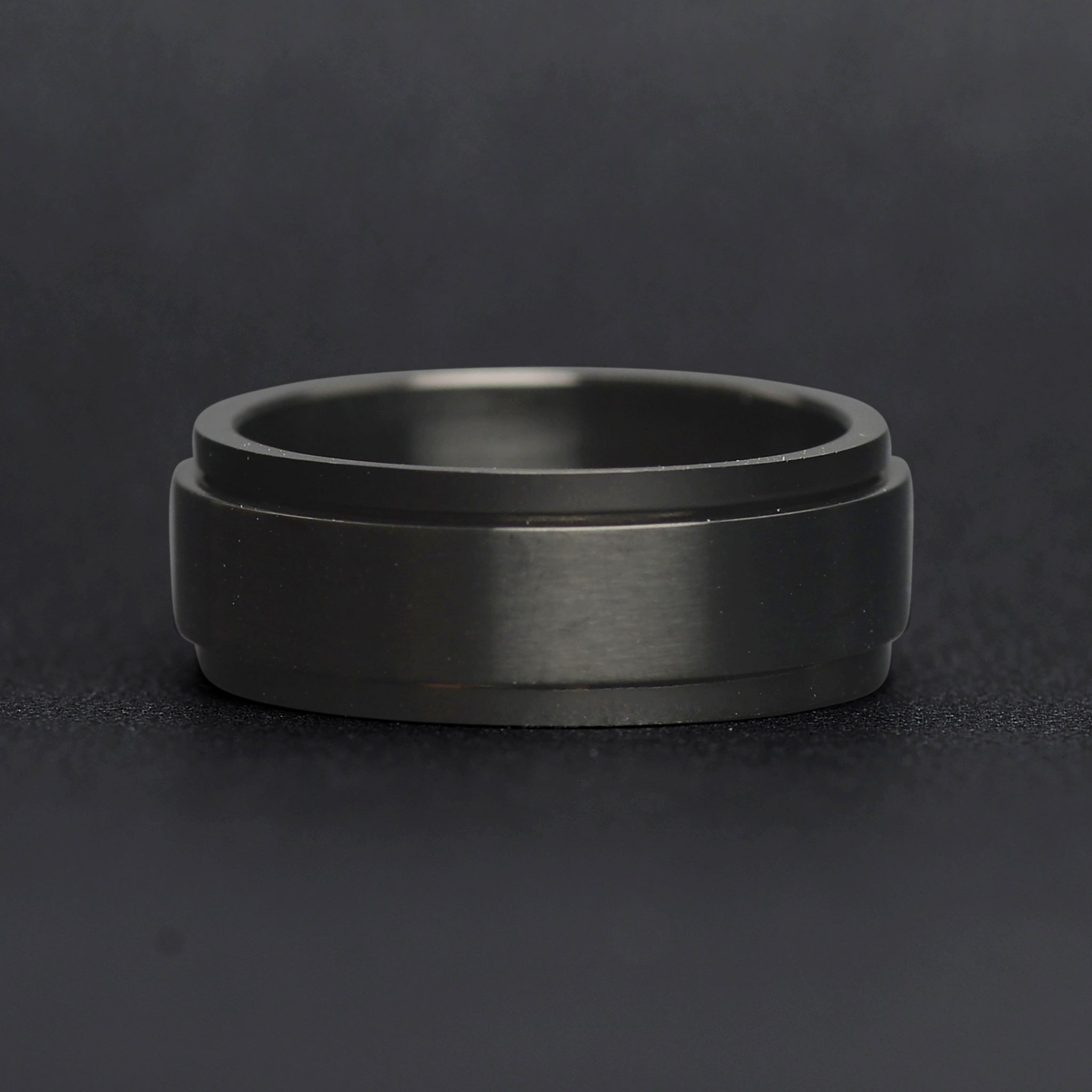 Stainless Steel Black Enamel Spinner Ring
