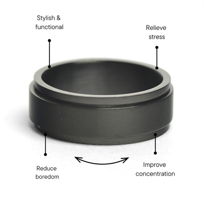 Stainless Steel Black Enamel Spinner Ring
