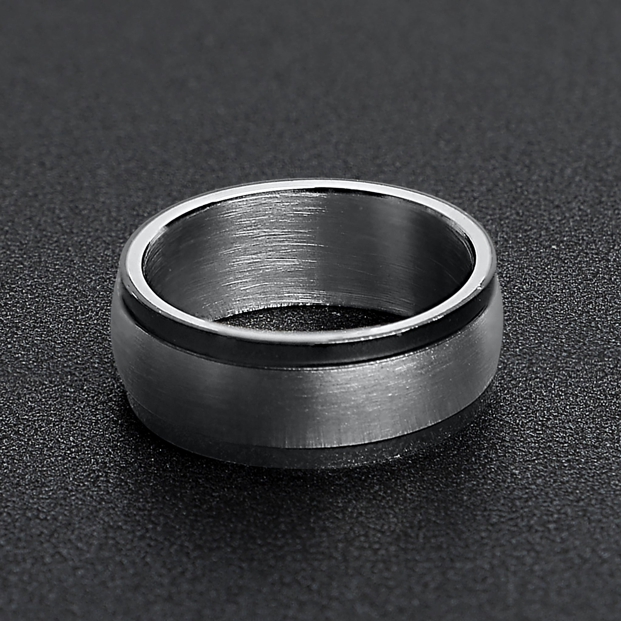 Stainless Steel Highly Polished Black Trim Spinner Center Ring