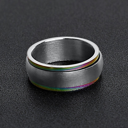 Stainless Steel Rainbow Edge Polished Spinner Center Ring