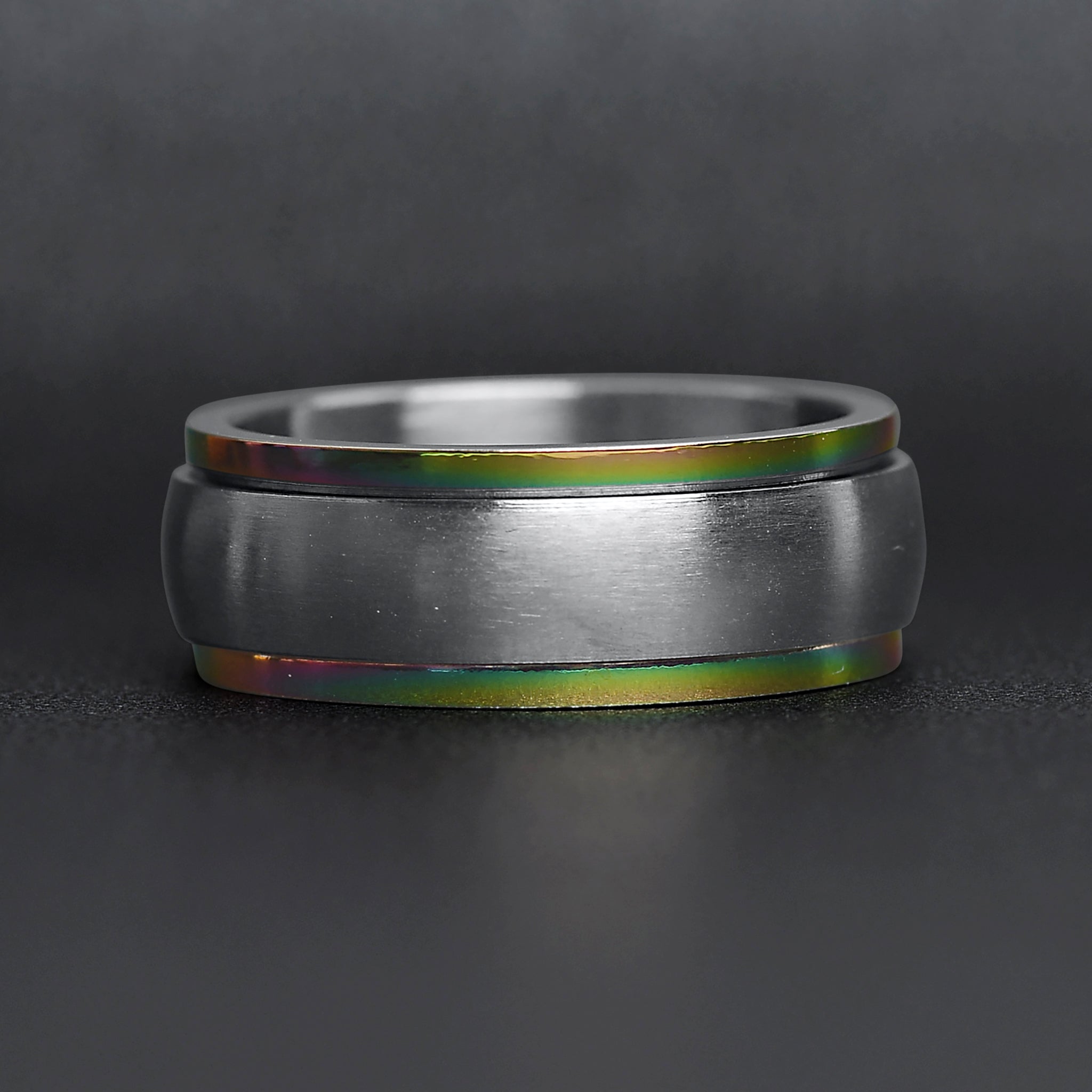 Stainless Steel Rainbow Edge Polished Spinner Center Ring
