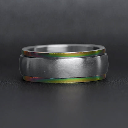 Stainless Steel Rainbow Edge Polished Spinner Center Ring