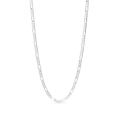 Sterling Silver Platinum Plated Diamond Cut Figaro Chain