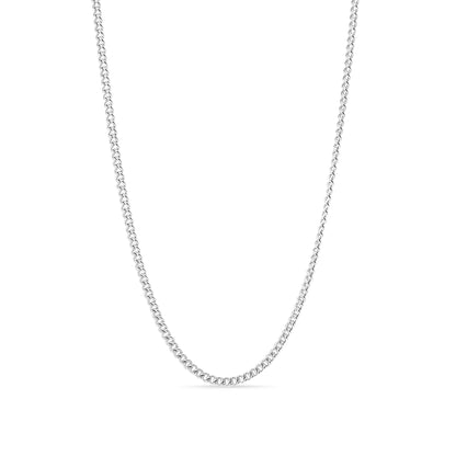 Sterling Silver Platinum Plated Diamond Cut Curb Chain
