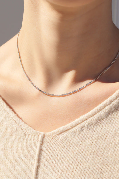 Sterling Silver Platinum Plated Diamond Cut Curb Chain