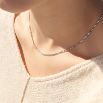 Sterling Silver Platinum Plated Diamond Cut Curb Chain