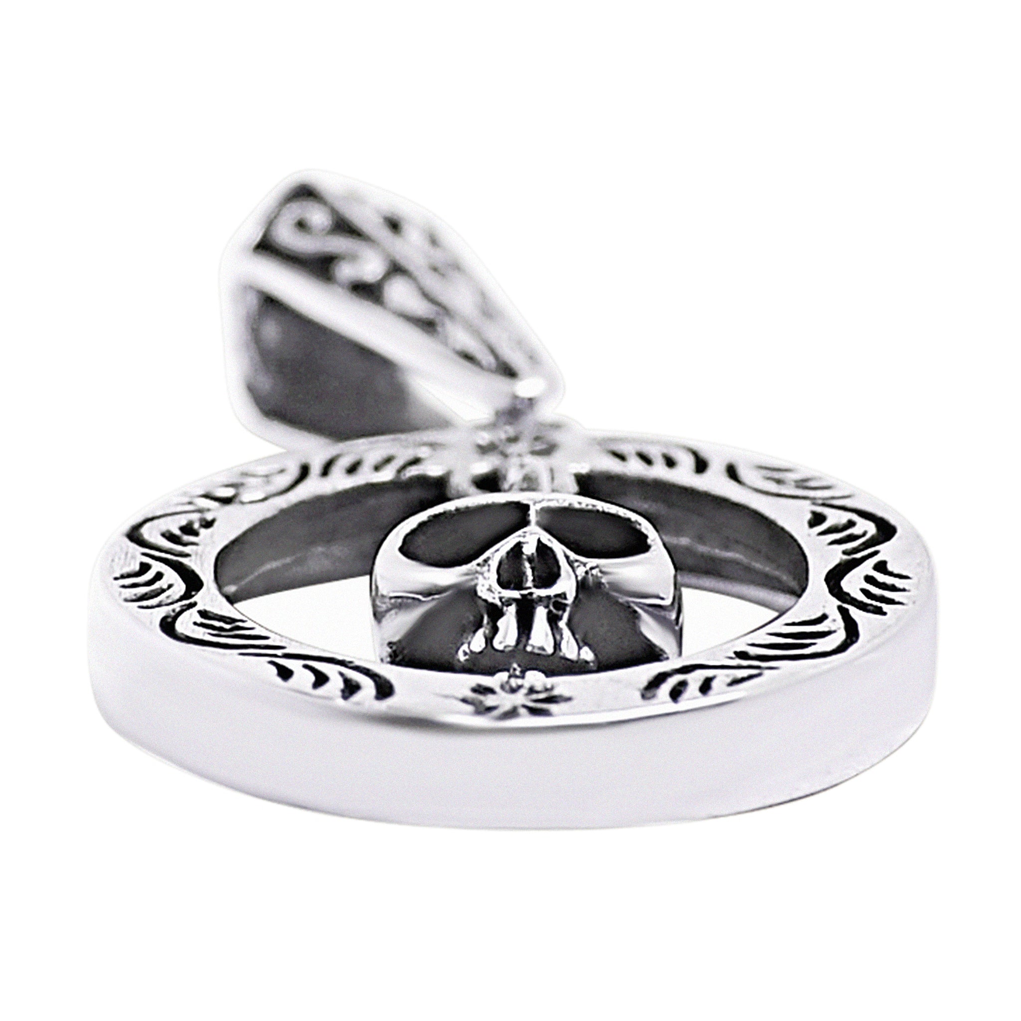 Sterling Silver Circle Skull Pendant