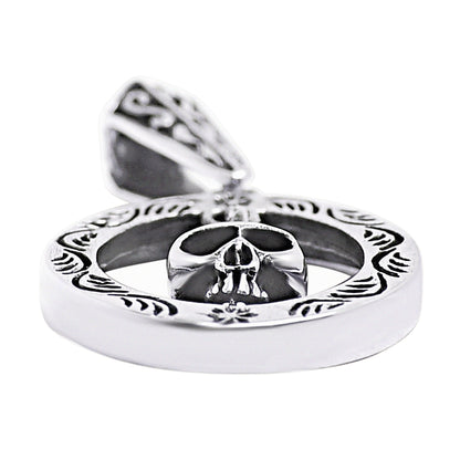 Sterling Silver Circle Skull Pendant