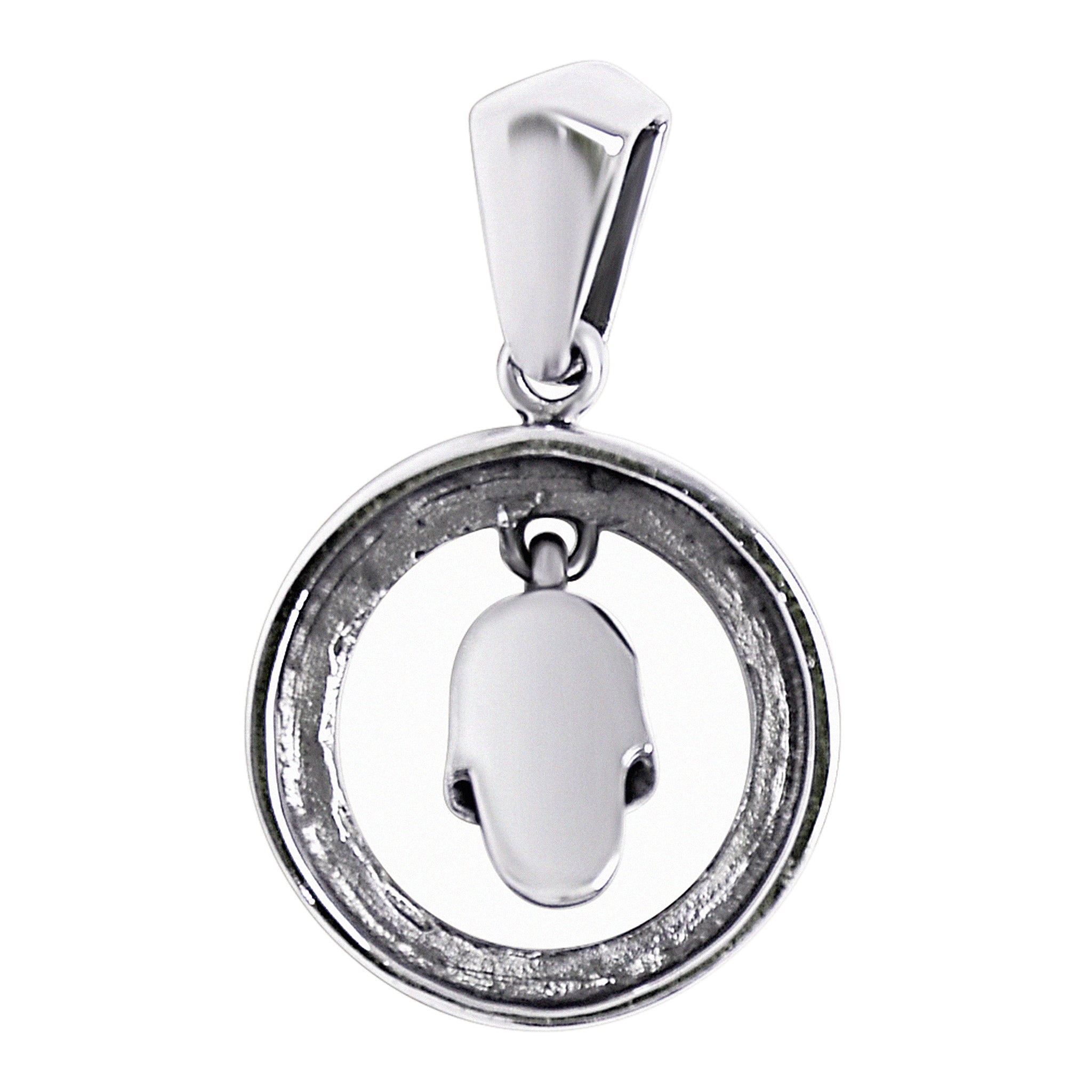 Sterling Silver Circle Skull Pendant