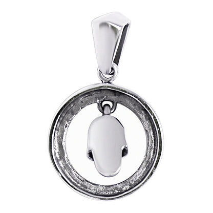 Sterling Silver Circle Skull Pendant