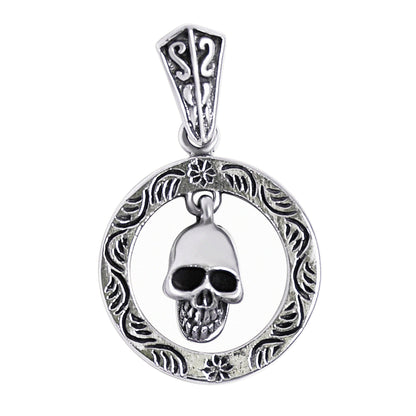 Sterling Silver Circle Skull Pendant