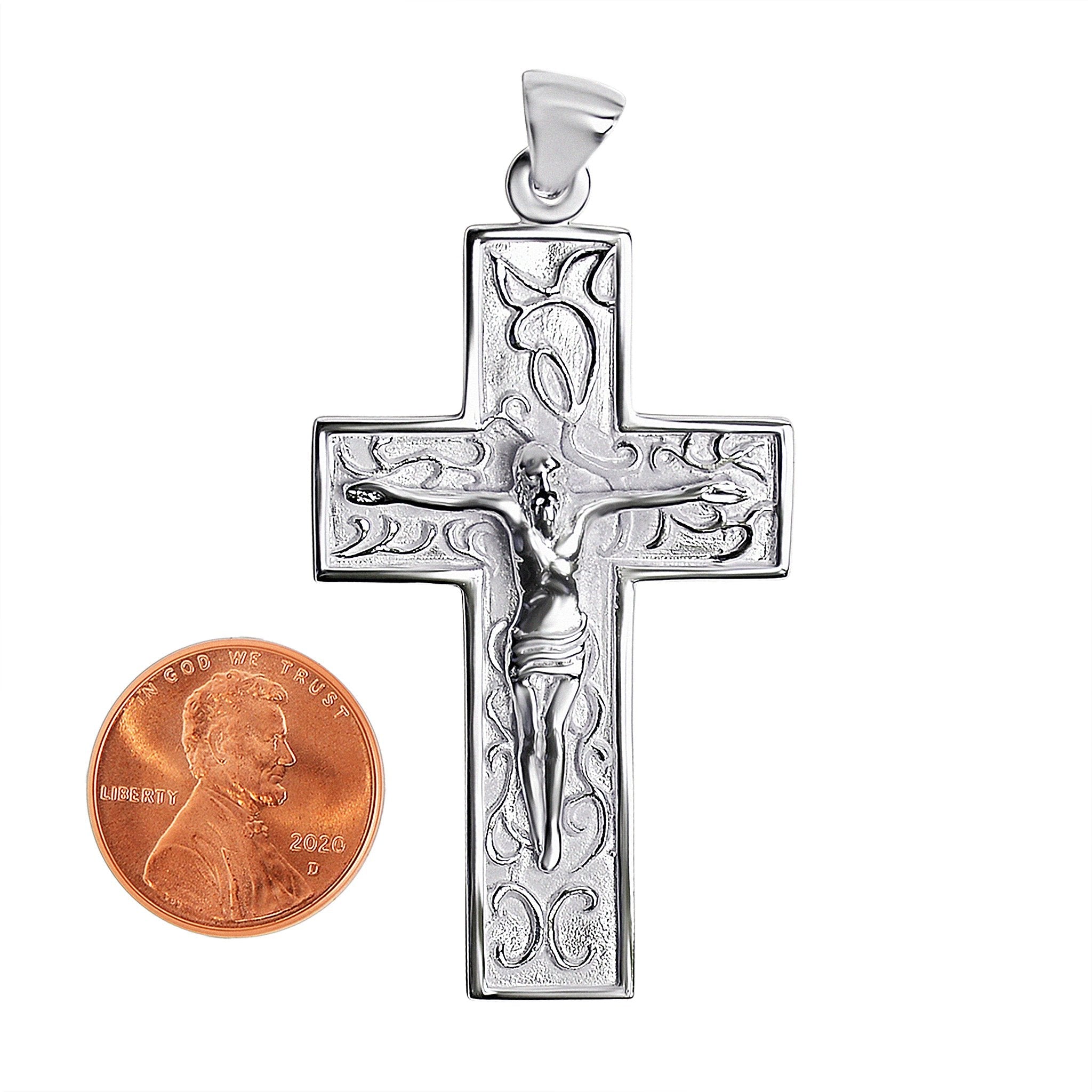 Sterling Silver Filigree Crucifix Cross Pendant