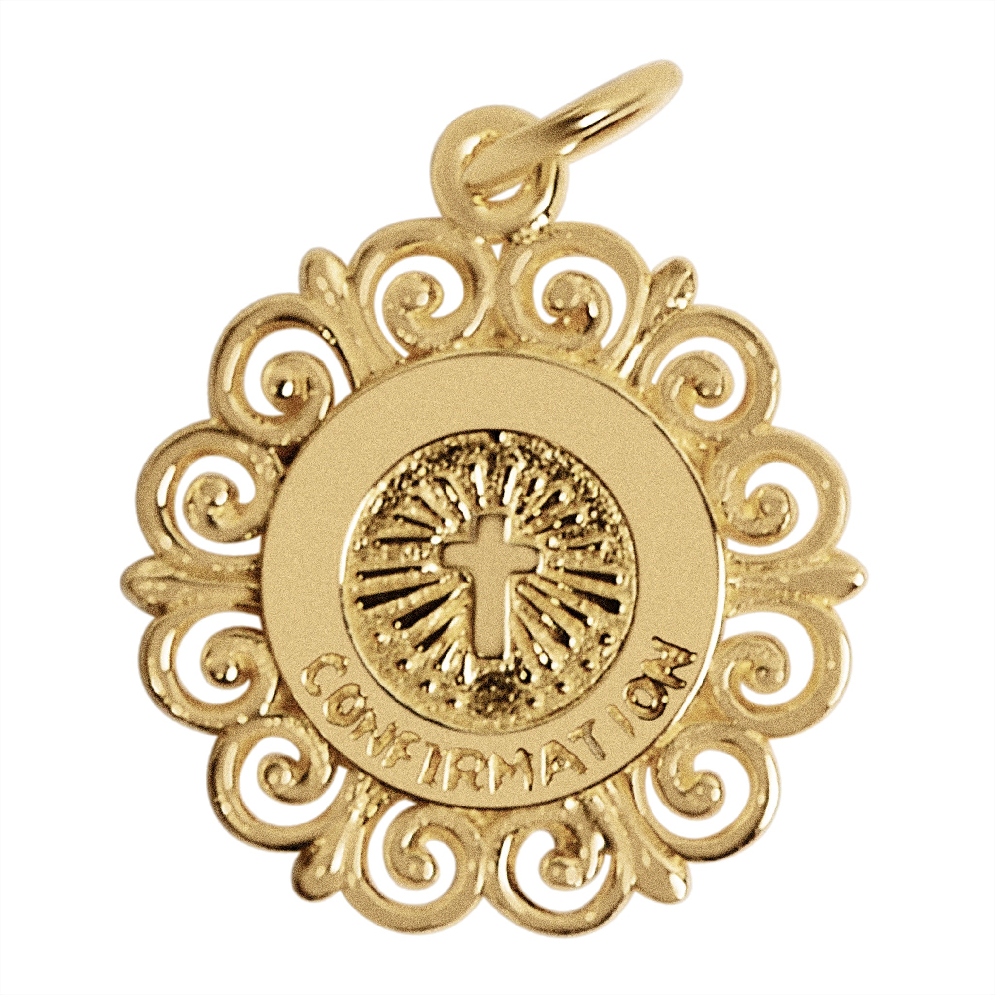 Sterling Silver 18K Gold PVD Coated Gold "Confirmation" Cross Pendant