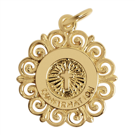 Sterling Silver 18K Gold PVD Coated Gold "Confirmation" Cross Pendant