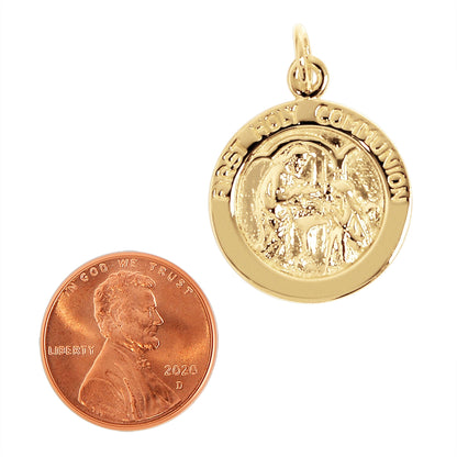 Sterling Silver 18K Gold PVD Coated "First Holy Communion" Pendant