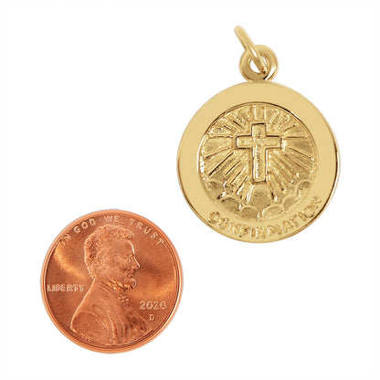 Sterling Silver 18K Gold PVD Coated "Confirmation" Cross Pendant