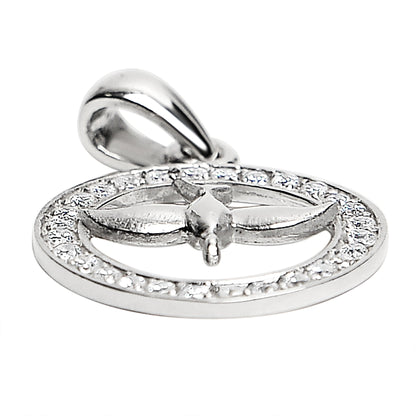 Sterling Silver CZ Circled Dove Pendant