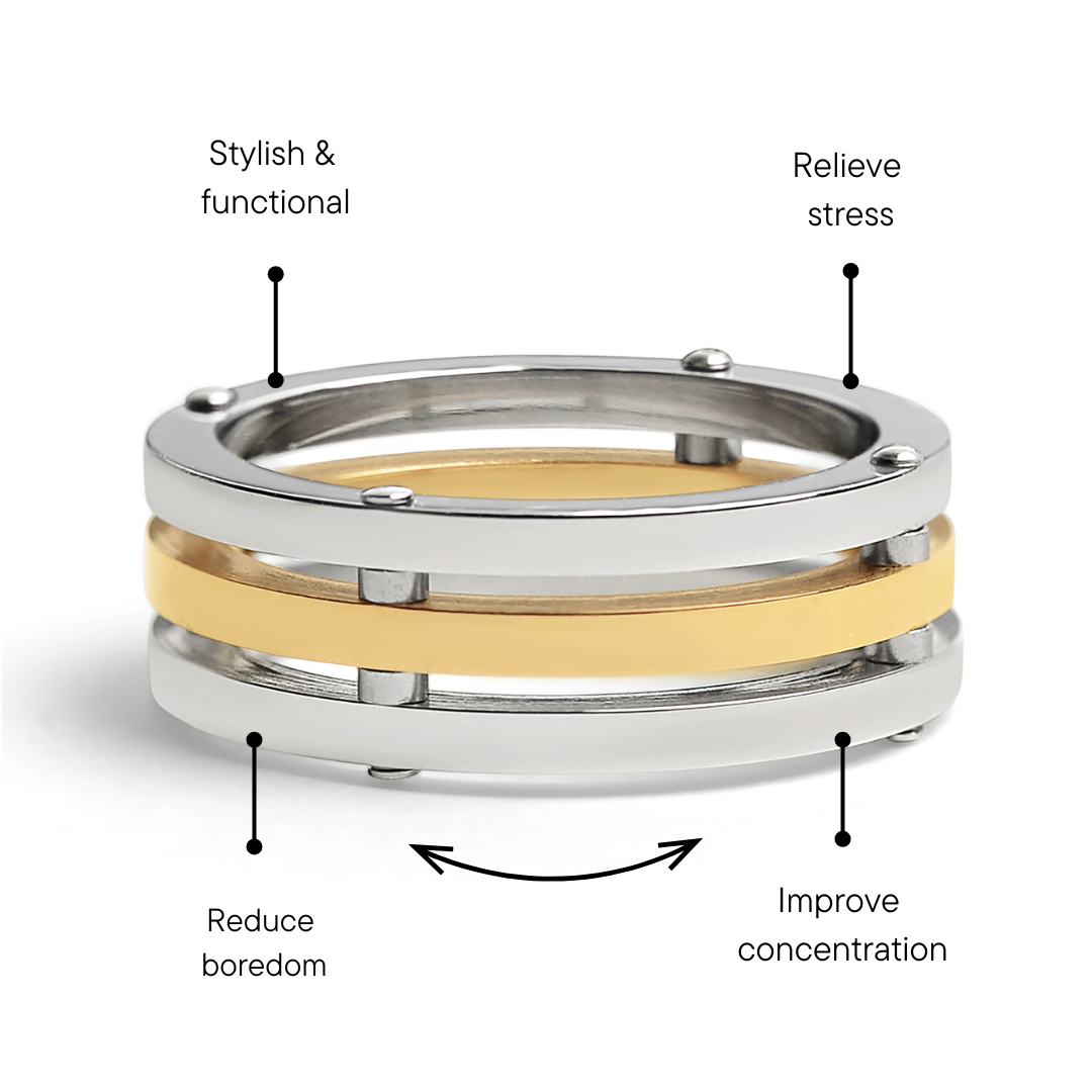Gold PVD Coated Spaced Stainless Steel Ring