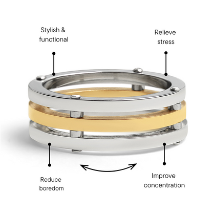 Gold PVD Coated Spaced Stainless Steel Ring