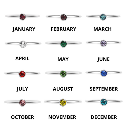 Stainless Steel Birthstone Stacking Ring