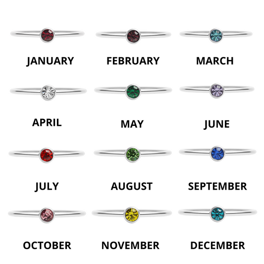 Stainless Steel Birthstone Stacking Ring