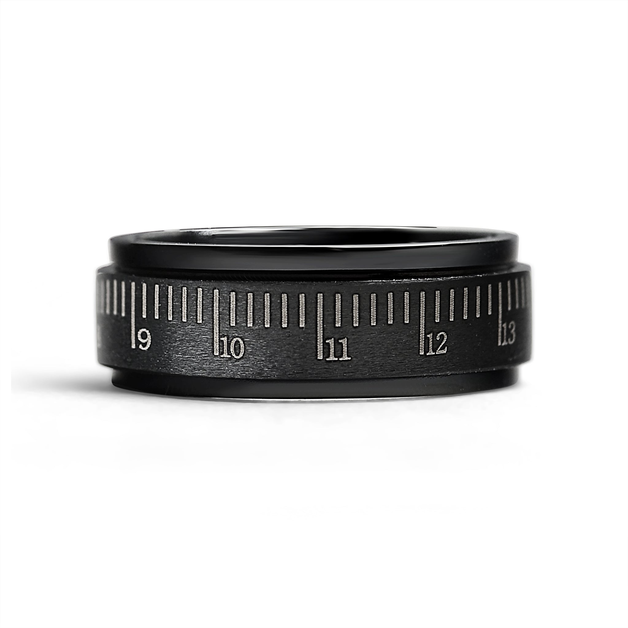 Stainless Steel Black Ruler Spinner Ring