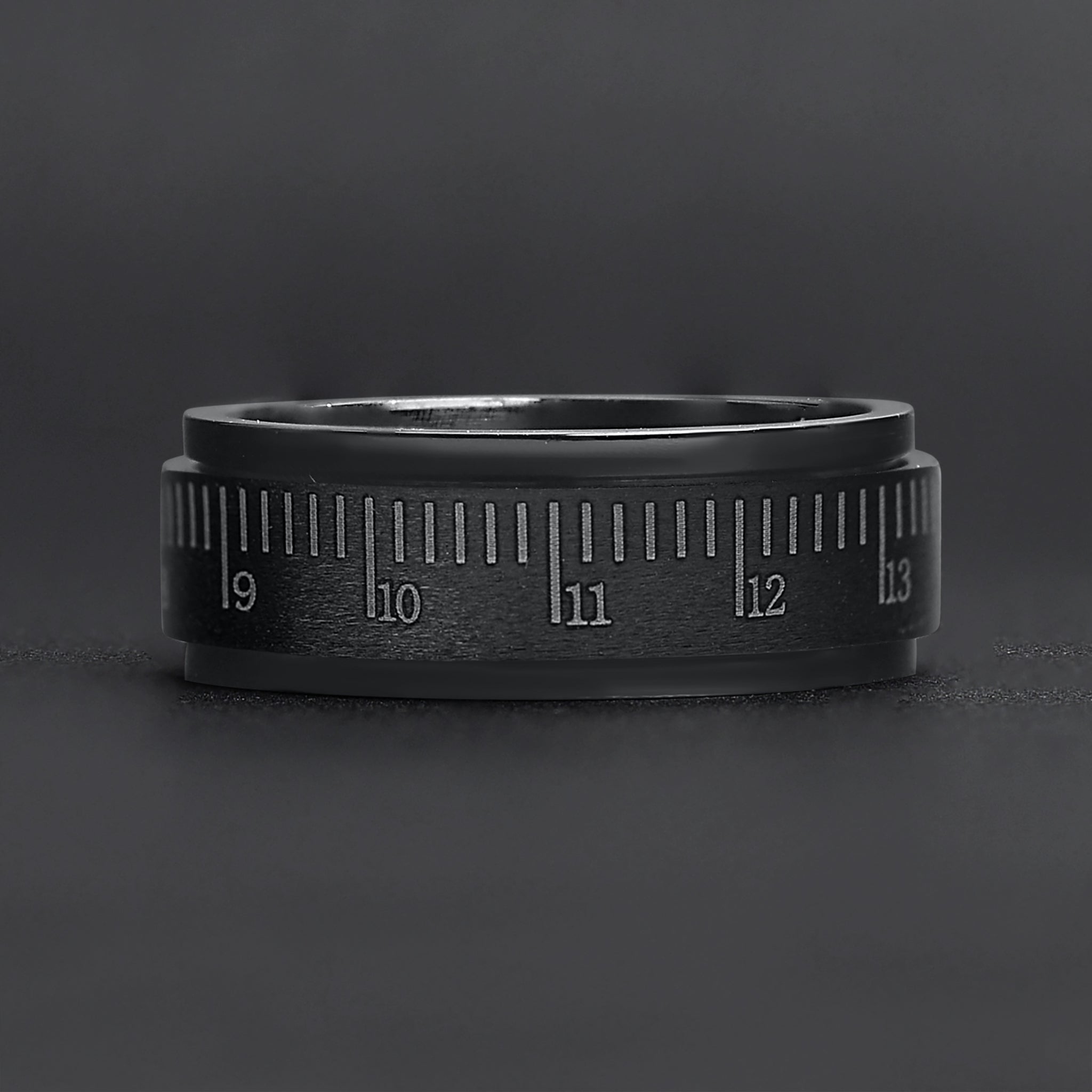 Stainless Steel Black Ruler Spinner Ring